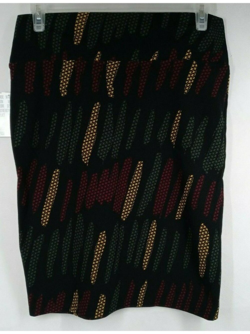NWT Lularoe Cassie Pencil Skirt Black With Colorful Designs Size L